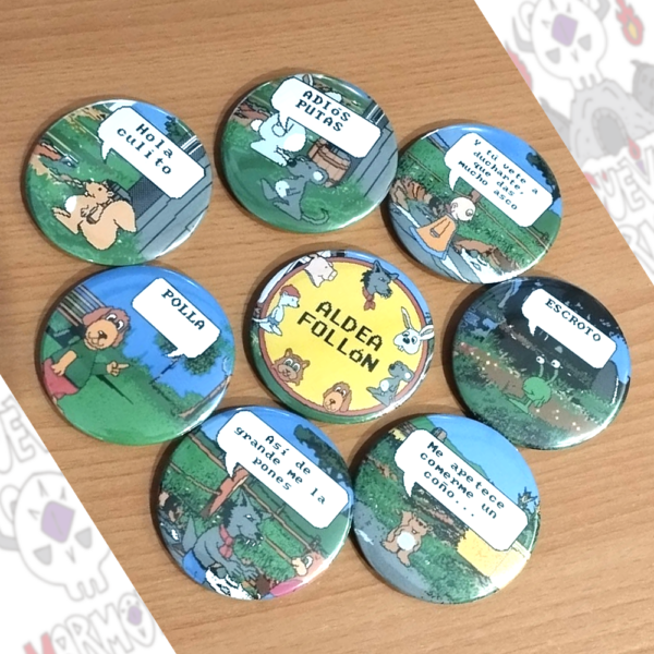 chapas aldea follón, perrazo, ratudo, pokey, ardilla de mierda, lobazo, me apetece comerme un coño, hola culito, polla, calvo, ratudo